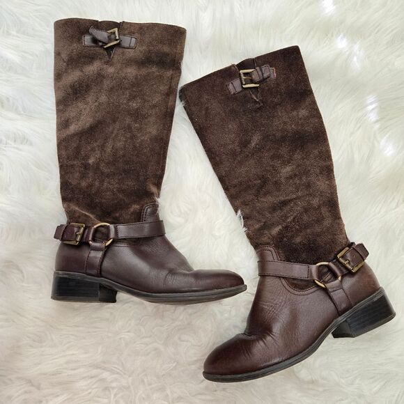 LAUREN Ralph Lauren McLeod Brown Leather Suede Riding Style Boot w/ Bridle 5.5 - Picture 3 of 15